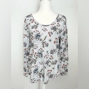 LOFT Vintage Soft Long Sleeve 100% Cotton Floral Design T-Shirt - Size XXS